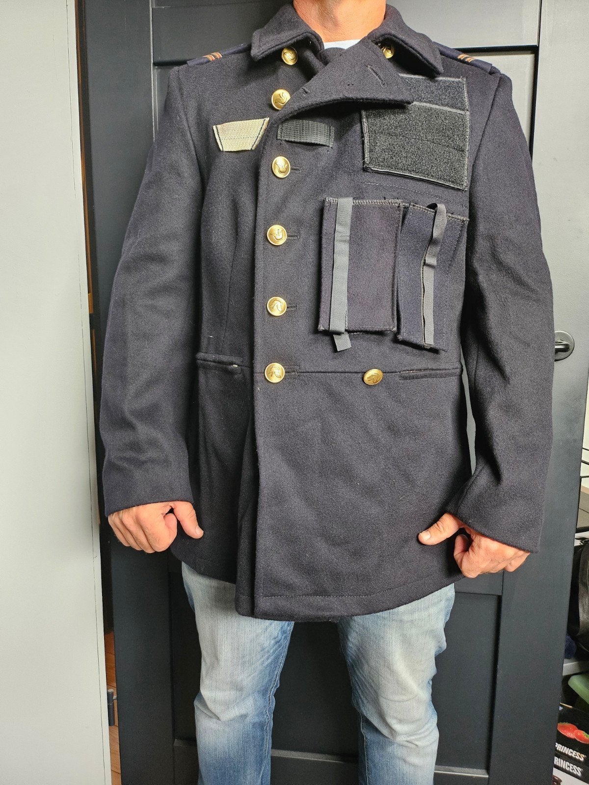 Duffelse uitruk jas/ vintage/ wollen jas originele brandweer, Verzamelen, Ophalen of Verzenden, Overige soorten, Nederland, Kleding of Schoenen