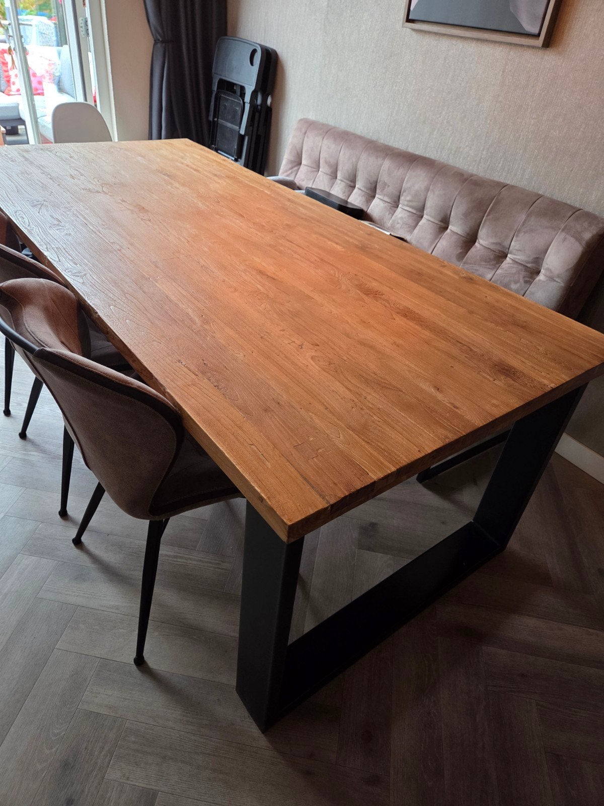 Zgan eettafel 220x100x77 Pronto Wonen, 200 cm of meer, 50 tot 100 cm, Zo goed als nieuw, Vijf personen of meer