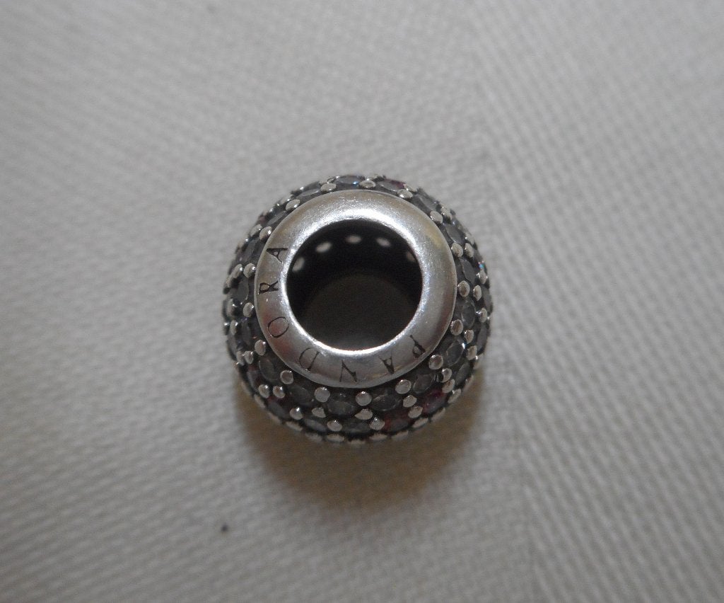Zilveren Pandora bedel met steentjes Bloem nr.849, Verzenden, Pandora, Zo goed als nieuw, 1 bedel