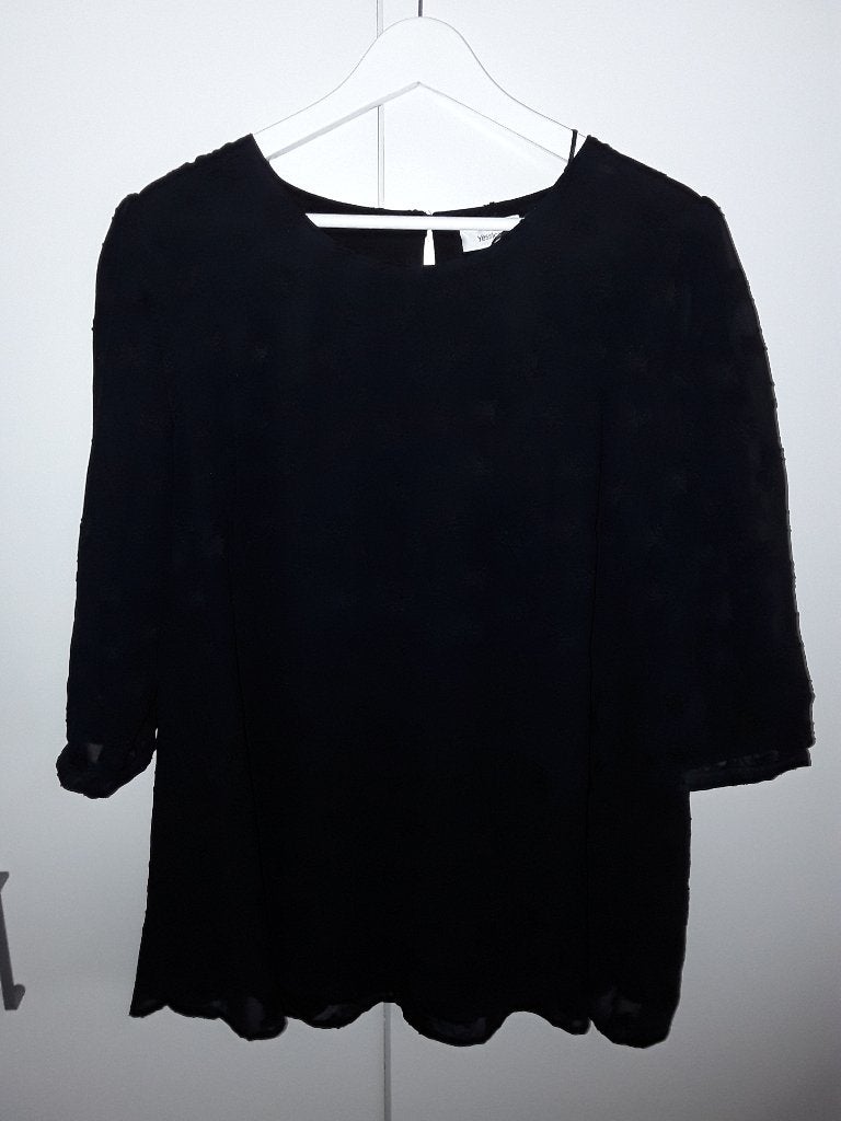 C&A Zwarte Blouse / Shirt Met Sterretjes Maat 44/46 NIEUW, Zwart, Maat 42/44 (L), Nieuw, Ophalen of Verzenden
