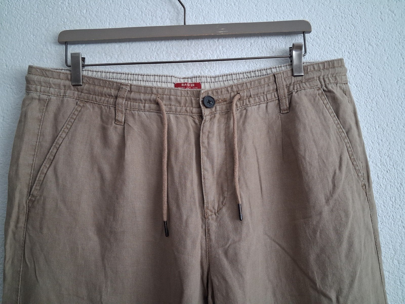 RA39 Heren Linnen Broek - Beige, Maat XXL, Ophalen of Verzenden, Zo goed als nieuw, Overige maten, Beige