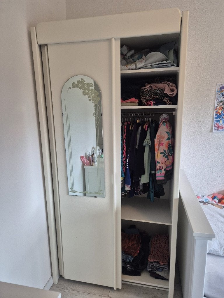 Schuifdeurkast MDF met spiegel Hoog 204 breed 101diep 63 cm, Huis en Inrichting, Kasten | Kledingkasten, Ophalen, Gebruikt, 100 tot 150 cm