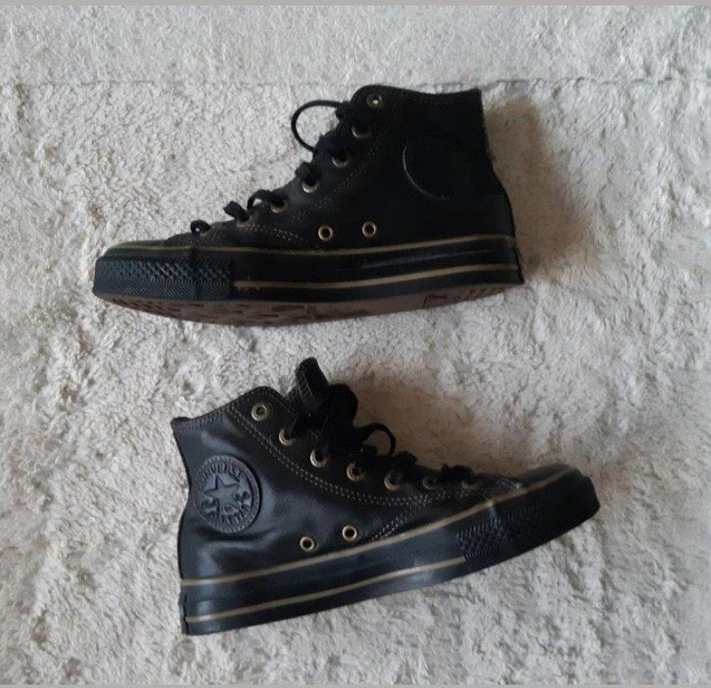Converse all stars nieuwe zwarte leren sneakers 37, Converse all stars, Zwart, Nieuw, Ophalen of Verzenden