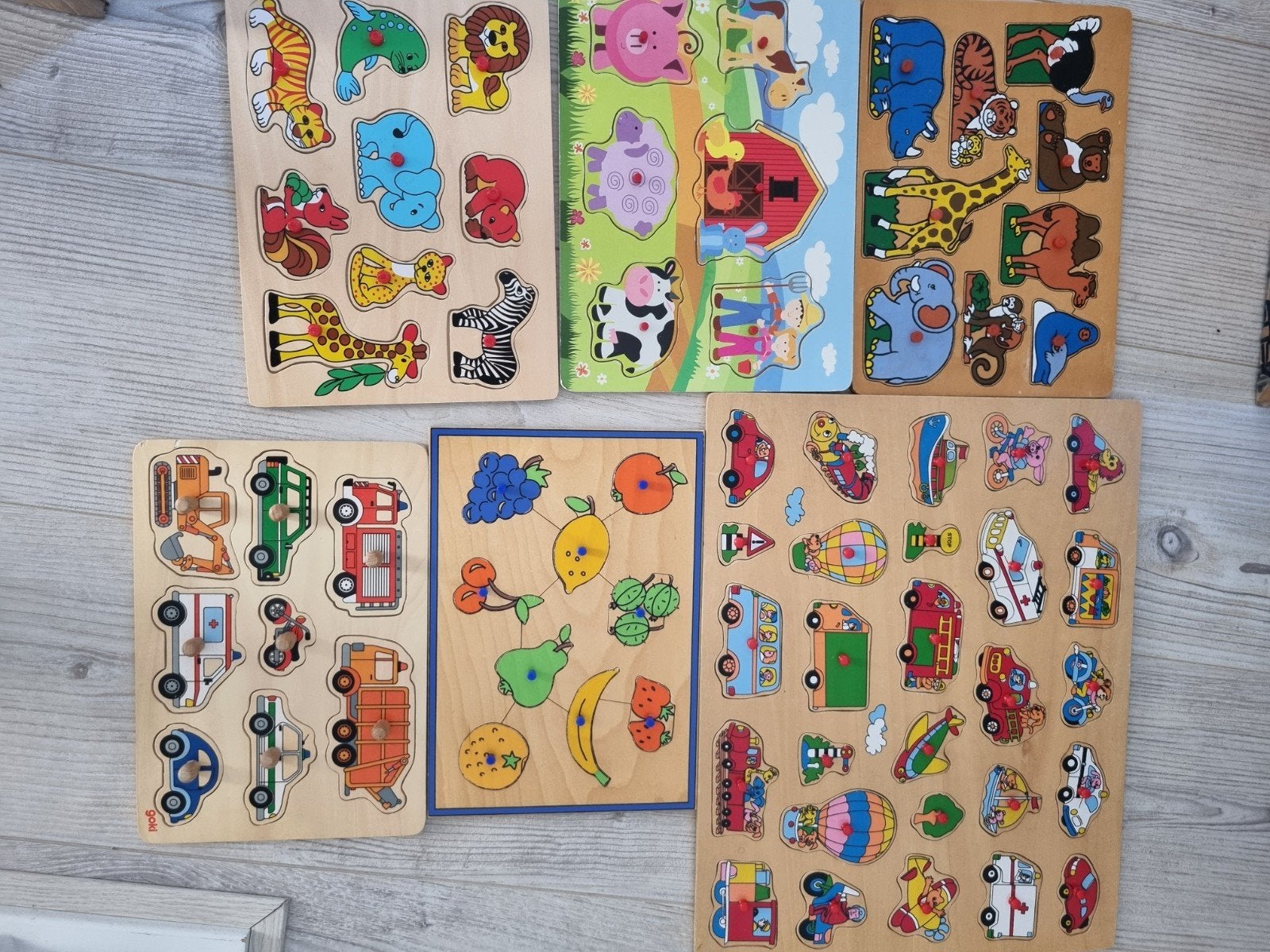 6 x Houten puzzels voor kinderen, 2 tot 4 jaar, Gebruikt, Ophalen of Verzenden, Van hout
