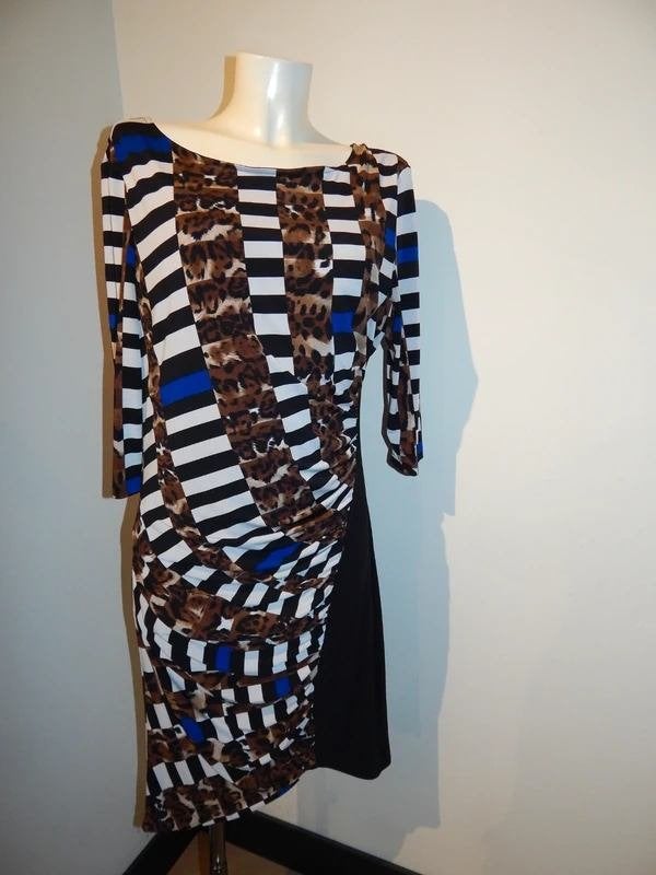 Joseph Ribkoff stretch jurk aparte print jaguar gesmockt 44, Kleding | Dames, Maat 42/44 (L), Joseph Ribkoff, Knielengte, Gedragen