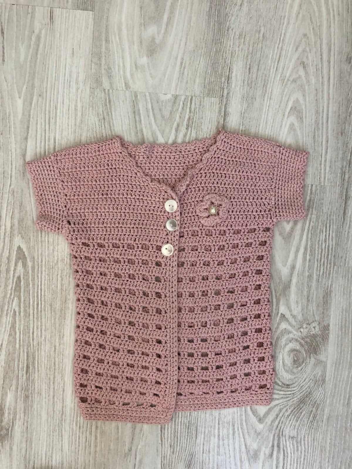 Handgemaakt roze vest maat 122, Ophalen of Verzenden, Zo goed als nieuw, Meisje, Trui of Vest