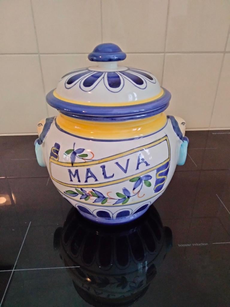 Voorraadpot keramiek. Malva  (kaasjeskruid), Ophalen, Zo goed als nieuw