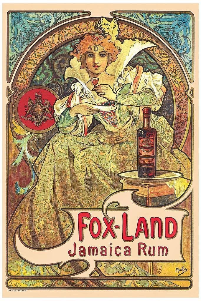 Art Nouveau Alphonse Mucha Poster affiche Rum, Verzamelen, Verzenden, Nieuw, A1 t/m A3, Film en Tv