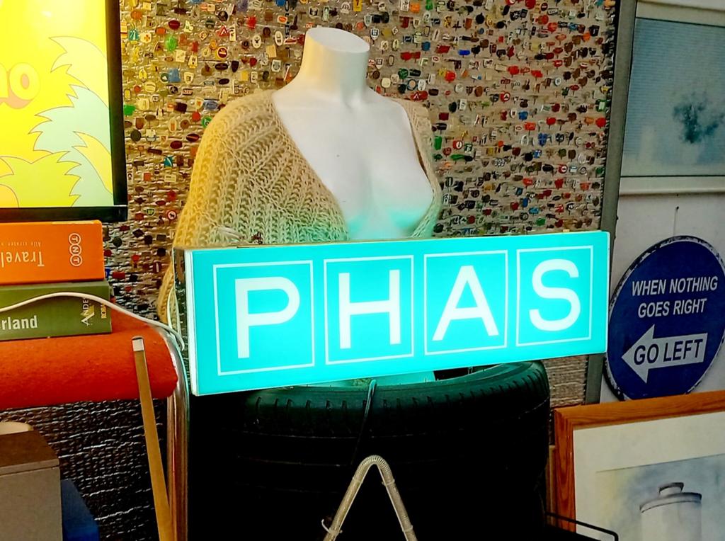 Vintage lichtbak, lichtreclame PHAS, Verzamelen, Ophalen, Zo goed als nieuw, Lichtbak of (neon) lamp