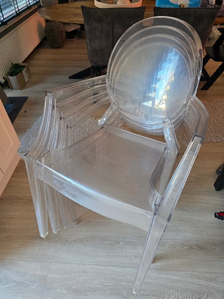 4x Kartell Louis Ghost stoelen - Philippe Starck, Ophalen, Kunststof, Gebruikt, Overige kleuren