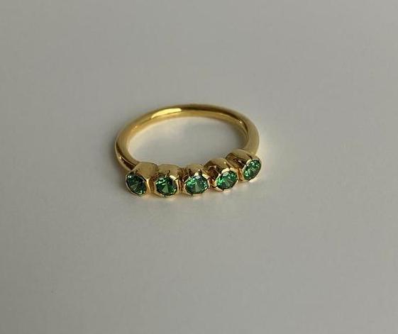 Gold plated groene kwarts ring 925 zilver, Sieraden, Tassen en Uiterlijk, Ringen, Nieuw, Ophalen of Verzenden, 17 tot 18, Dame of Heer