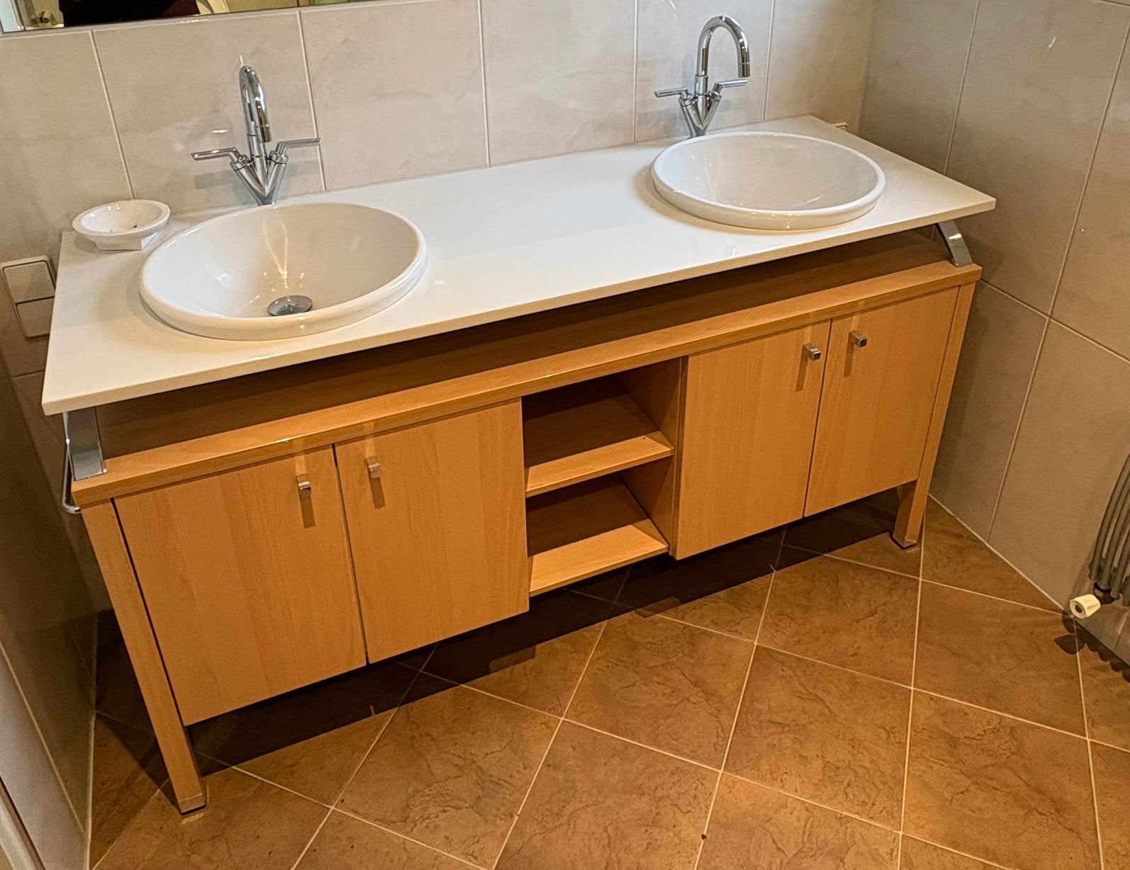 Badkamer meubel beige bruin eiken, Ophalen, Zo goed als nieuw, 25 tot 50 cm, Minder dan 100 cm