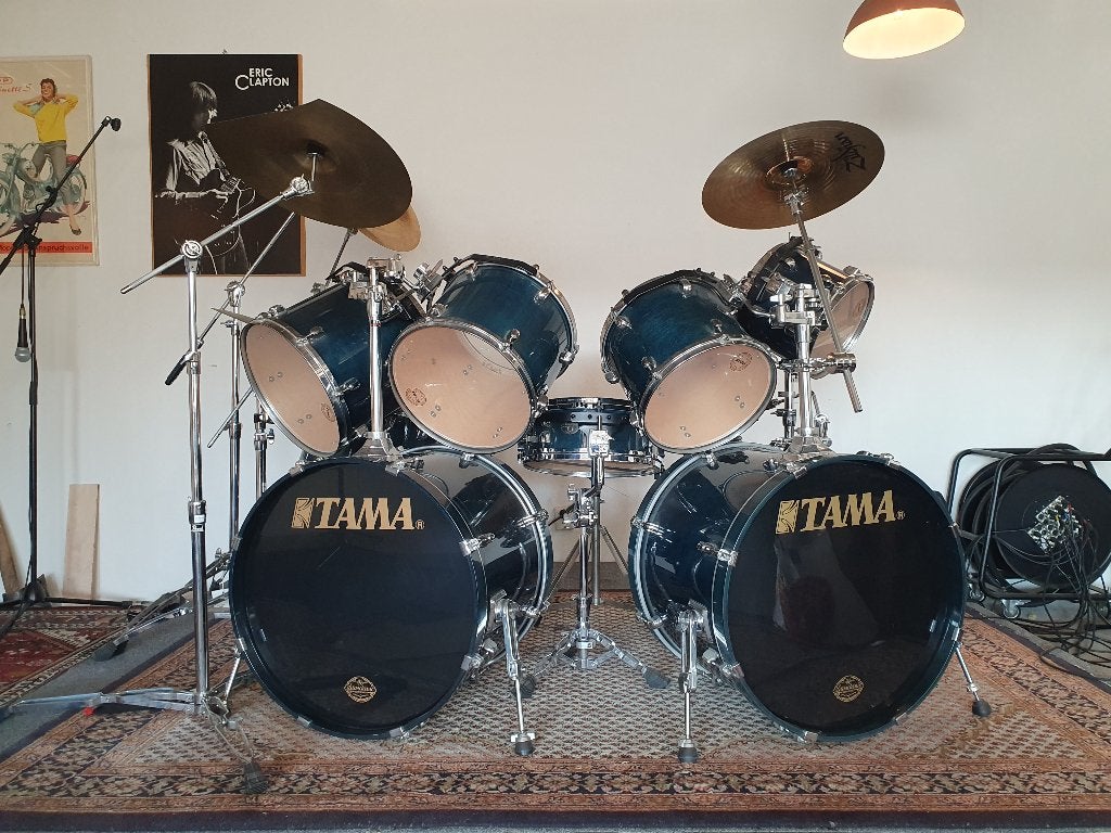 Uitgebreide TAMA drumkit dubbele bassdrum shellset hardware, Muziek en Instrumenten, Drumstellen en Slagwerk, Ophalen, Gebruikt
