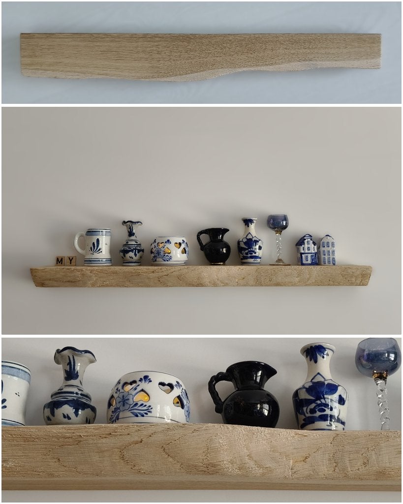 Zwevende eiken wandplank houten decoratie schap 64cm #294, Houtatelier M.Y., Info@myhoutatelier.nl, Nieuw, Ophalen of Verzenden