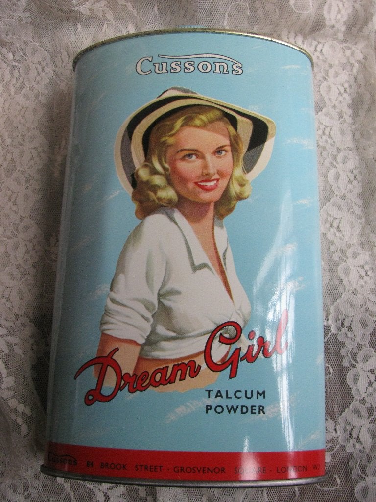 Oud Groot Vol Blik Talkpoeder - Cussons Dream Girl 19.5x10, Verzenden