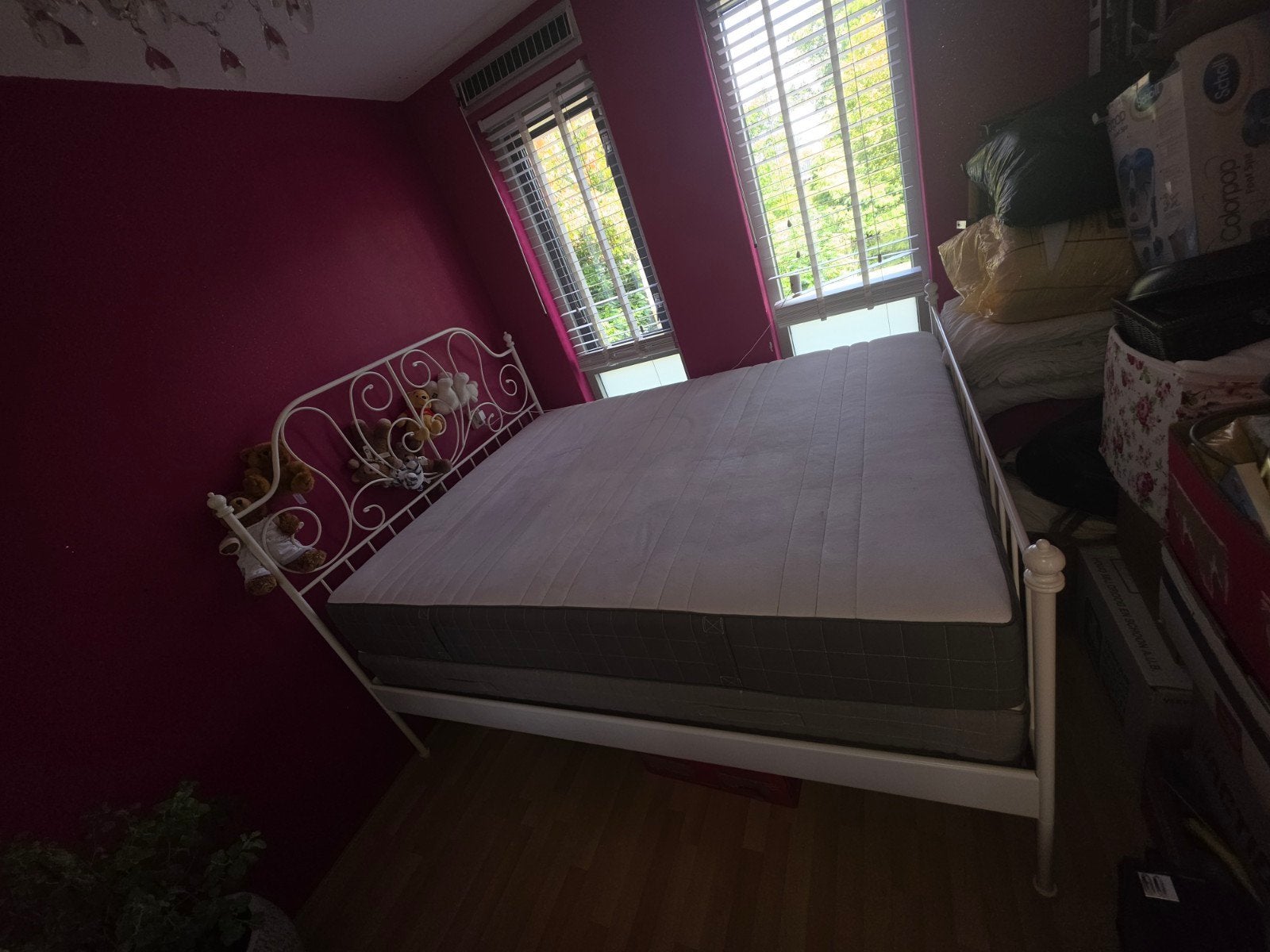 tweepersoons Ikea bed, Ophalen, Gebruikt, Wit, Tweepersoons