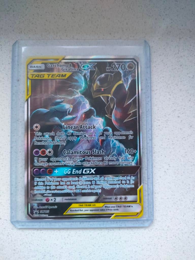 Garchomp & Giratina GX TAG TEAM Pokémon Kaart, Ophalen of Verzenden, Zo goed als nieuw, Losse kaart