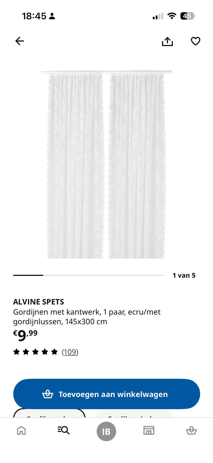 Alvine spets ikea vitrage, IKEA, Ophalen of Verzenden, Zo goed als nieuw, Vitrage