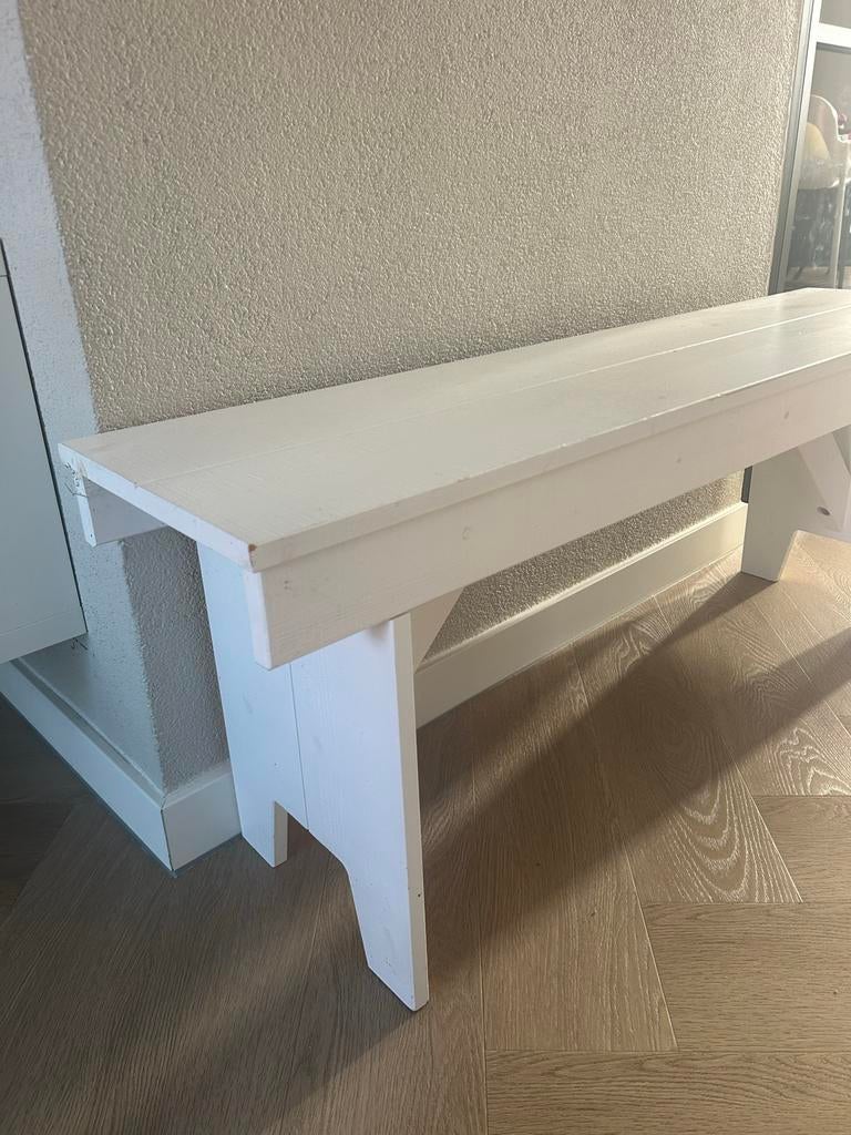 WOOOD bankje wit hout, Ophalen, Gebruikt, Wit, Eén
