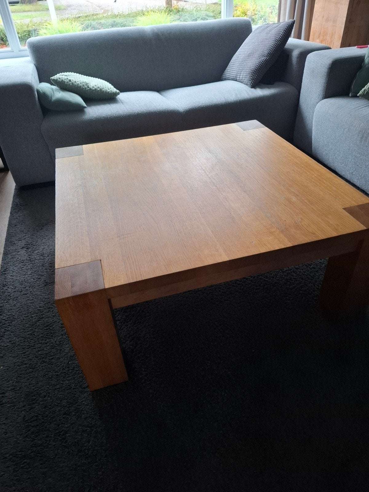 massief eiken salontafel, Ophalen, Rechthoekig, 100 tot 150 cm, 50 tot 100 cm