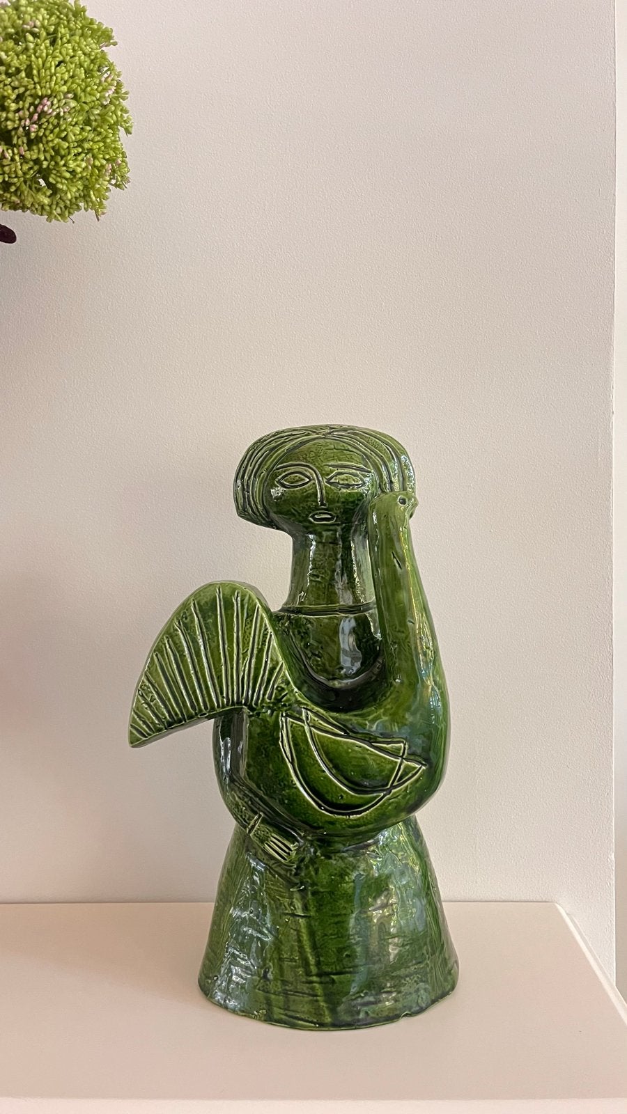 Vintage keramische sculptuur J.F Belarti, groen geglazuurd, Ophalen, Overige onderwerpen, Geglazuurd, 20 - 50 cm