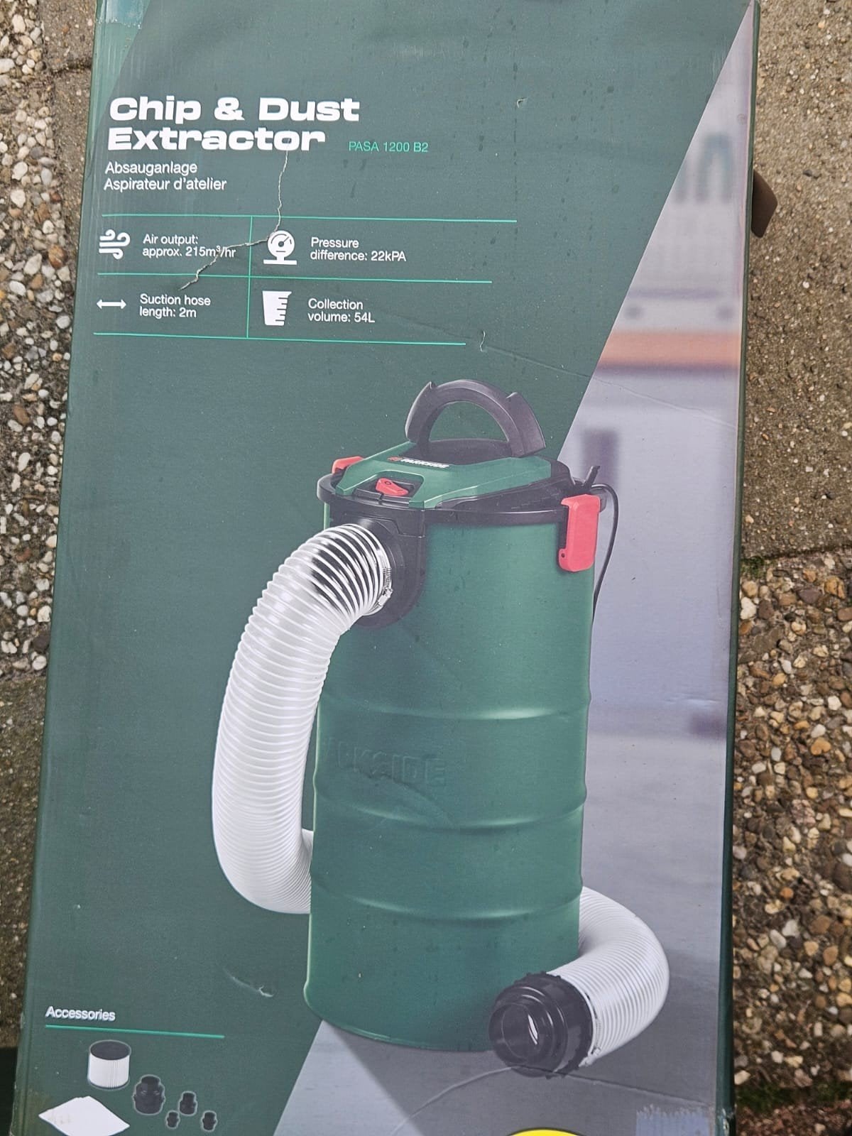 Parkside Chip & Dust Extractor PASA 1200 B2, Doe-het-zelf en Verbouw, Reinigingsmachines, Ophalen, Gebruikt, Waterstofzuiger