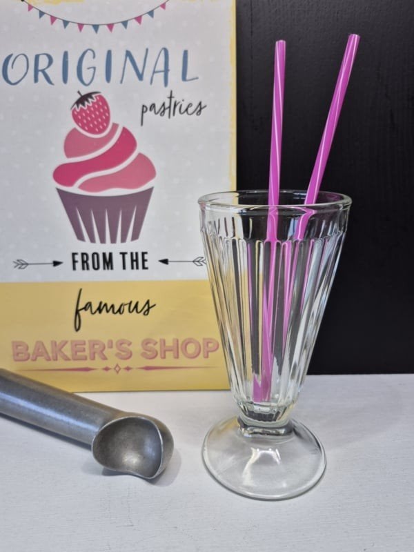 Vintage Italiaanse smoothie of milkshake glas 6 beschikbaar, ., Bormioli, Ophalen of Verzenden, Zo goed als nieuw