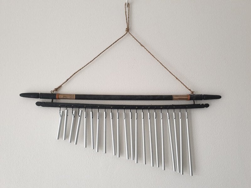 Windgong Panfluit, met staafjes, windspel, hout, bruin, Ophalen of Verzenden, Nieuw