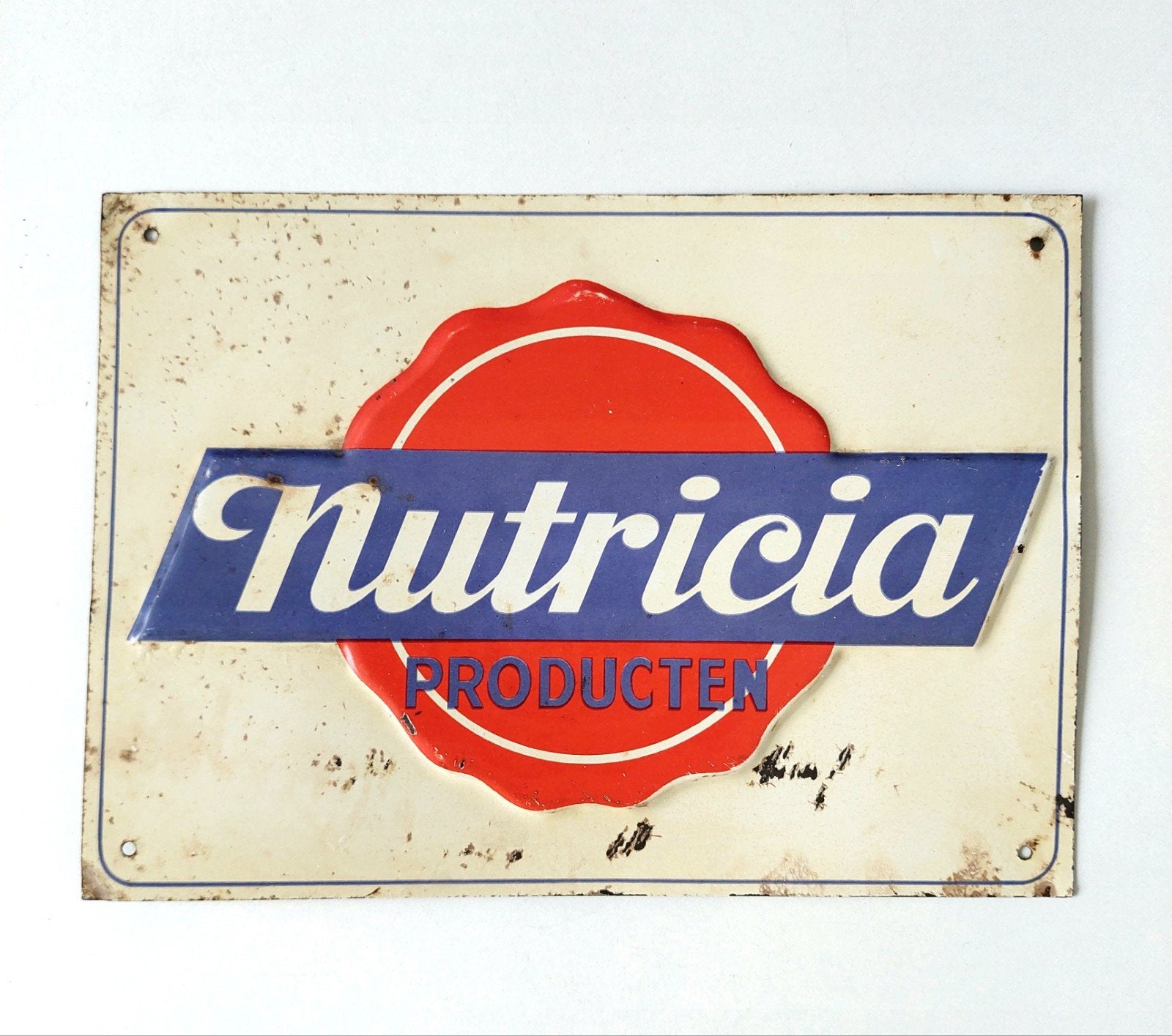 Oud Blikken Reclamebordje Deurpostje Nutricia Producten, Ophalen of Verzenden, Gebruikt, Reclamebord