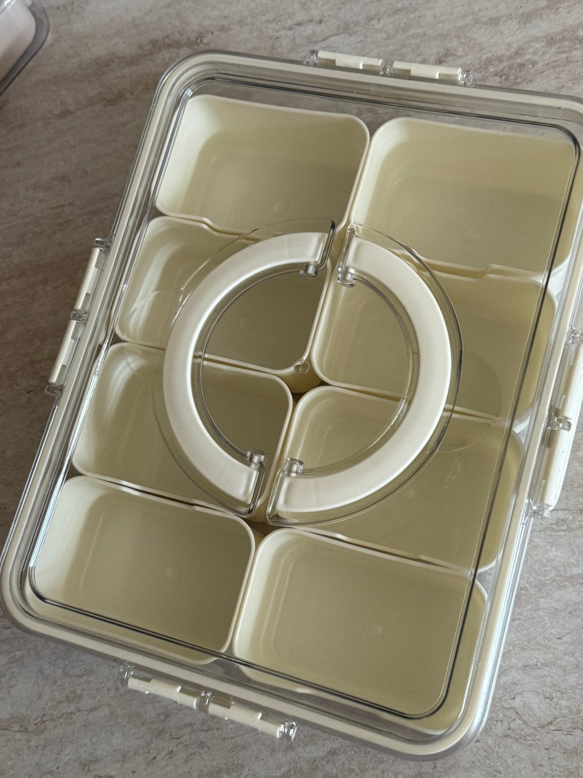 Snackbox Wit/Beige 8 vakken, Overige typen, Ophalen of Verzenden, Nieuw, Beige