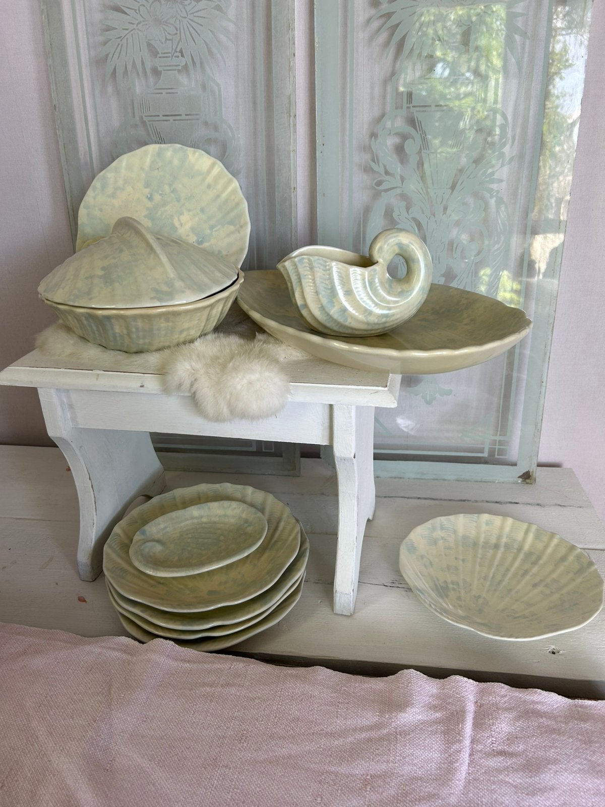 Sacavem antiek majolica vis servies uit Portugal Art Deco, Ophalen