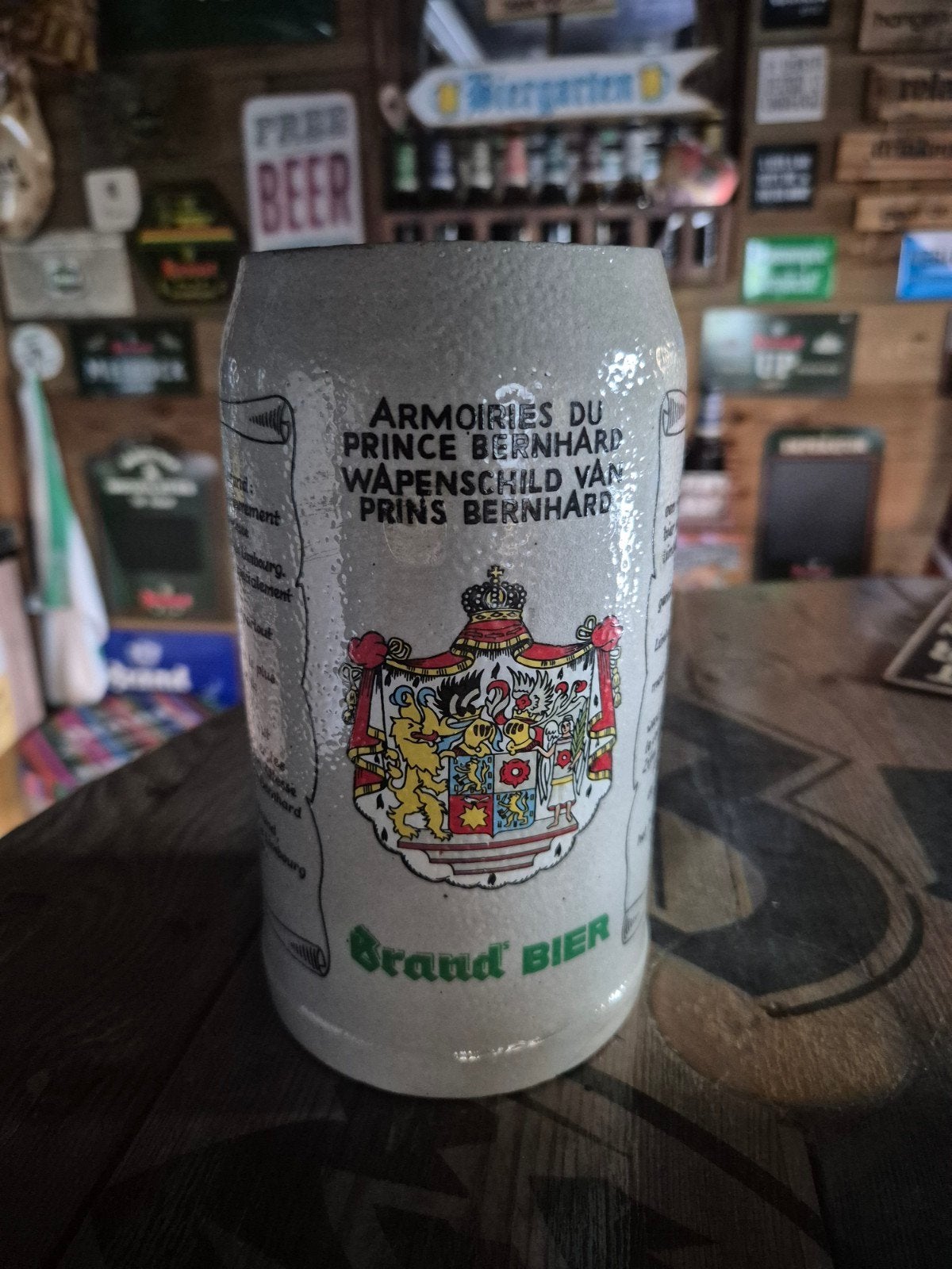 Vintage Brand Bier Pul - Franse Tekst - 1 Liter, Verzamelen, Biermerken, Ophalen of Verzenden, Pul(len), Brand