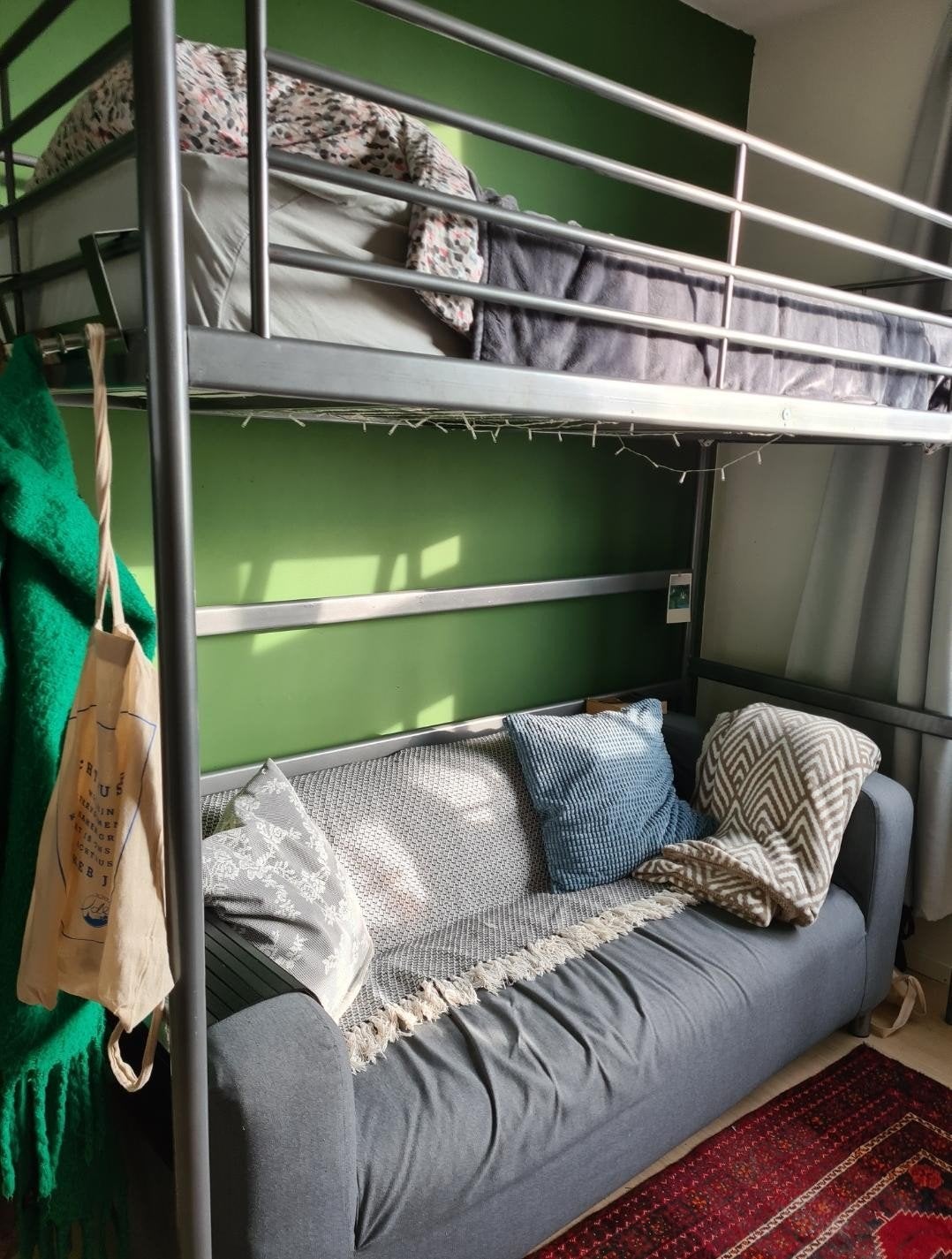 IKEA SVÄRTA Hoogslaper - Grijs, 90x200 cm, Hoogslaper, Eenpersoons, Ophalen of Verzenden, 200 cm