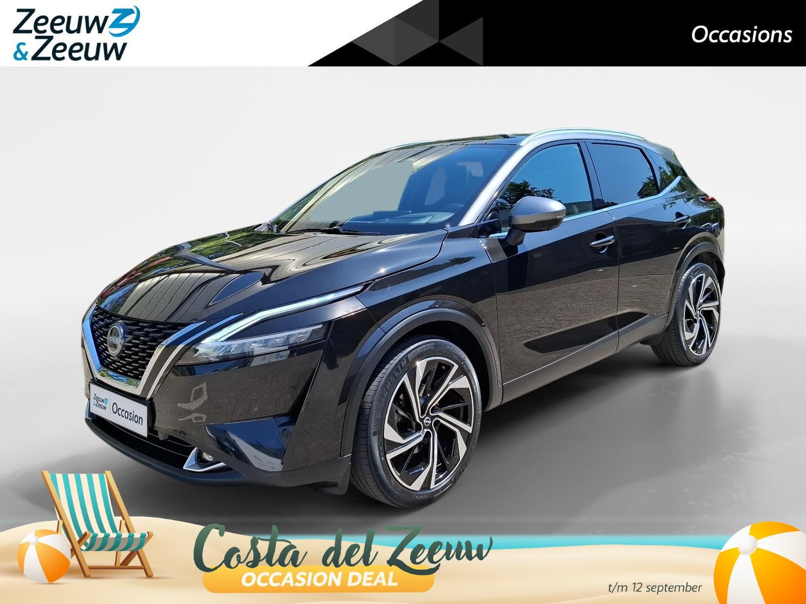 Nissan Qashqai 1.3 MHEV Xtronic Tekna Plus | 1800 kg trekgew, Auto's, Nissan, 12 maanden, Euro 6, Zwart, Qashqai