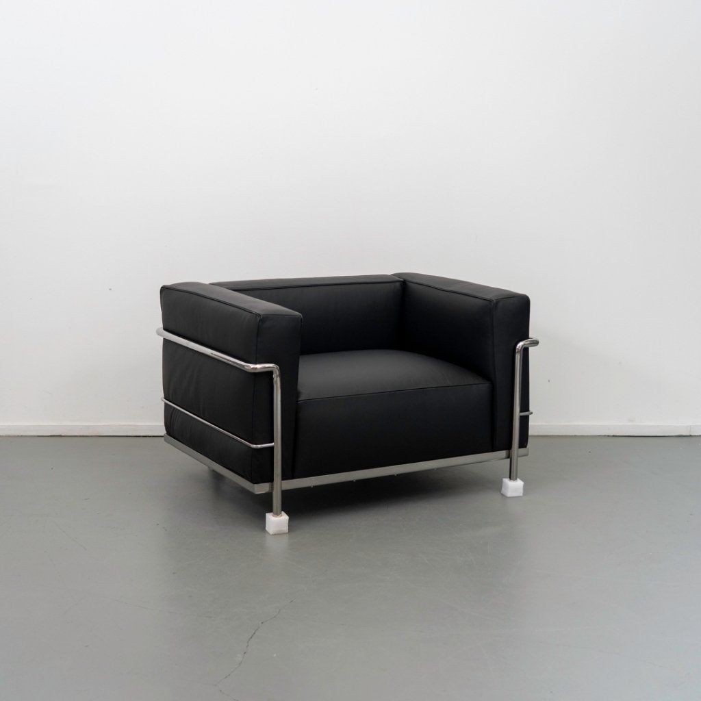 3x Cassina Le Corbusier LC3 Fauteuil Zwart Leer - Chroom, Niet ingevuld, Niet ingevuld, Nieuw, Ophalen of Verzenden