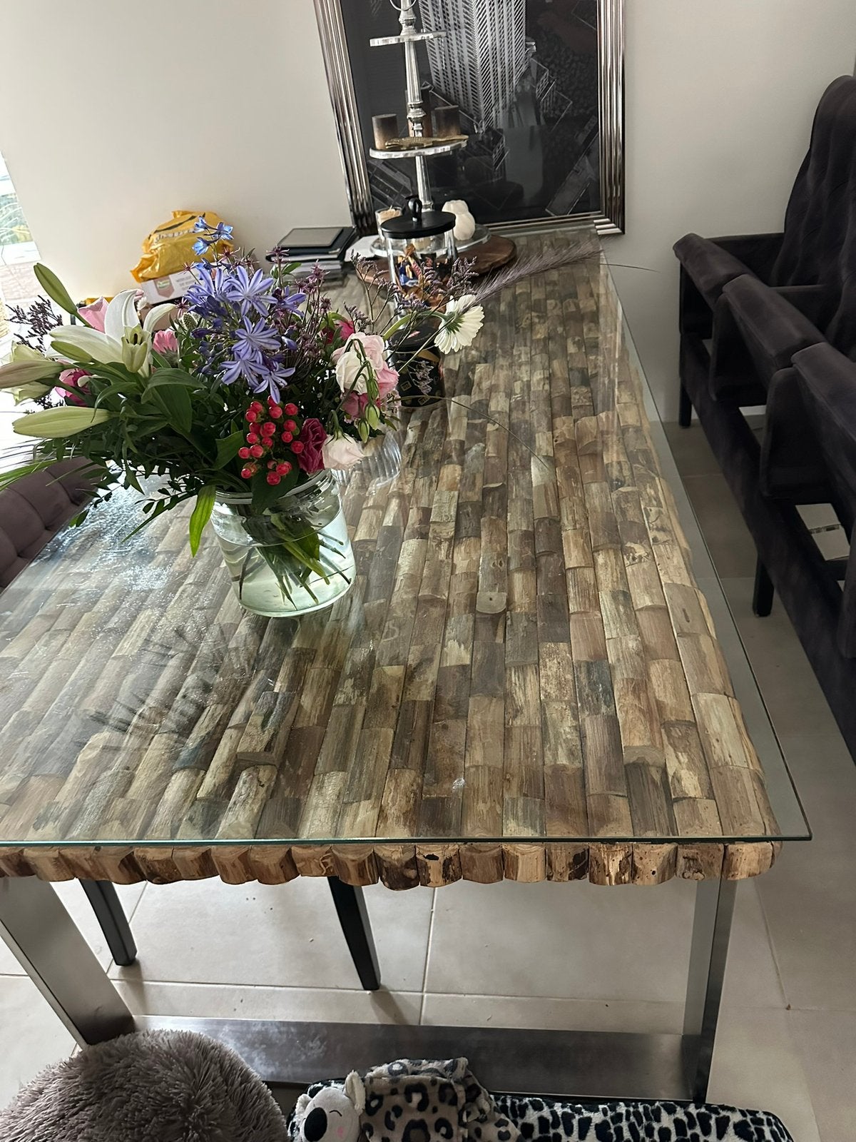 Rofra eettafel 240 cm Met glasplaat, Ophalen, 200 cm of meer, 50 tot 100 cm, Zo goed als nieuw