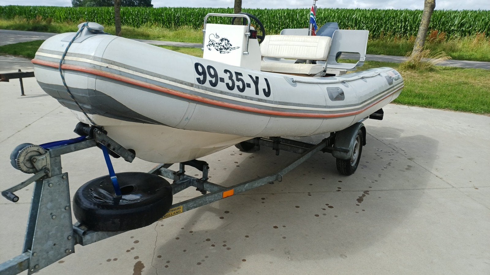 Valiant V-450 RIB met Yamaha 60 pk, Watersport en Boten, Gebruikt, Kussens, Ophalen of Verzenden, Valiant