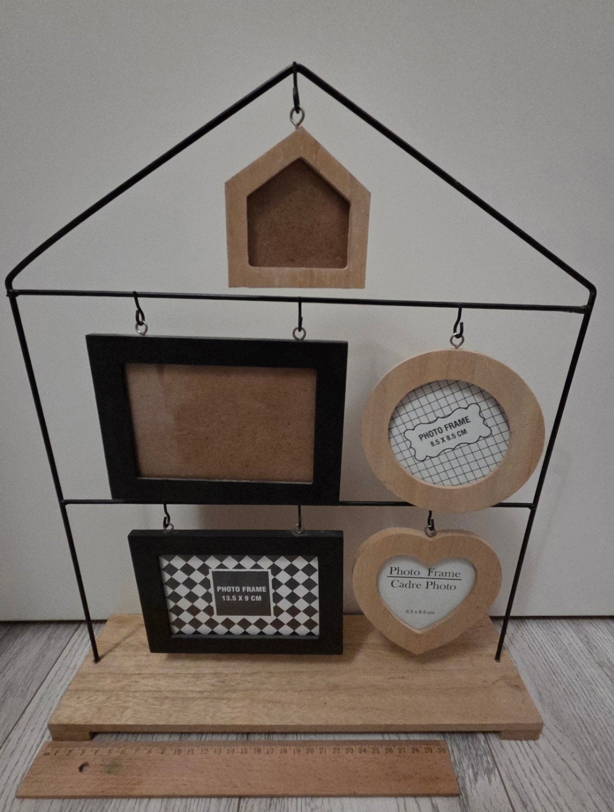 Fotolijst houder met 5 fotolijstjes - Huiselijk design, Gebruikt, Ophalen of Verzenden, Fotolijst, Met ophangsysteem