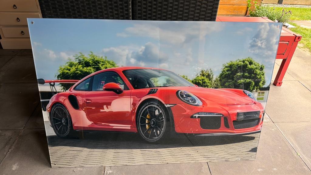 Porsche 911 plexiglas(schilderij) 120x80cm, Ophalen, Gebruikt, Overige typen, 100 tot 125 cm