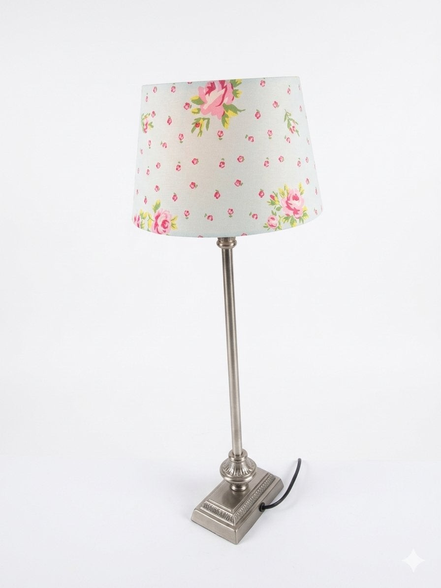 romantische lichtblauw gebloemd lampenkappen prijs = twee, Tafellamp, Blauw, Rond, Ophalen of Verzenden