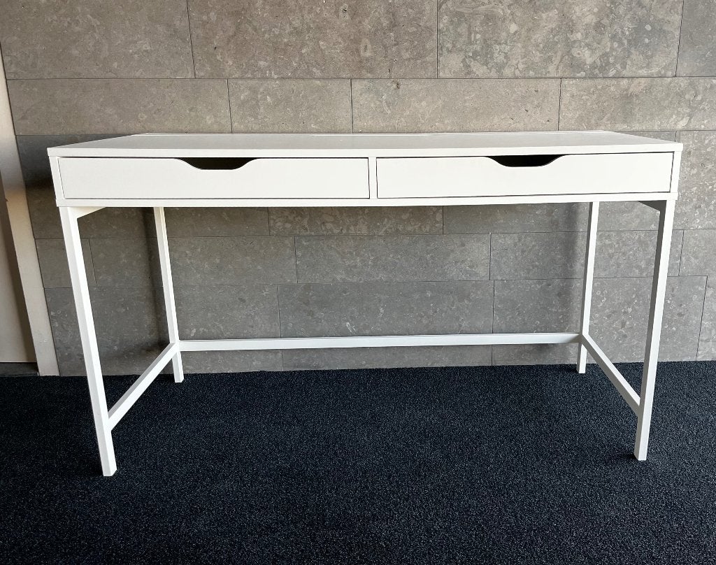 Wit Ikea bureau Alex izgs 132x58, Ophalen, 132 cm, Kabelgoot, Zo goed als nieuw