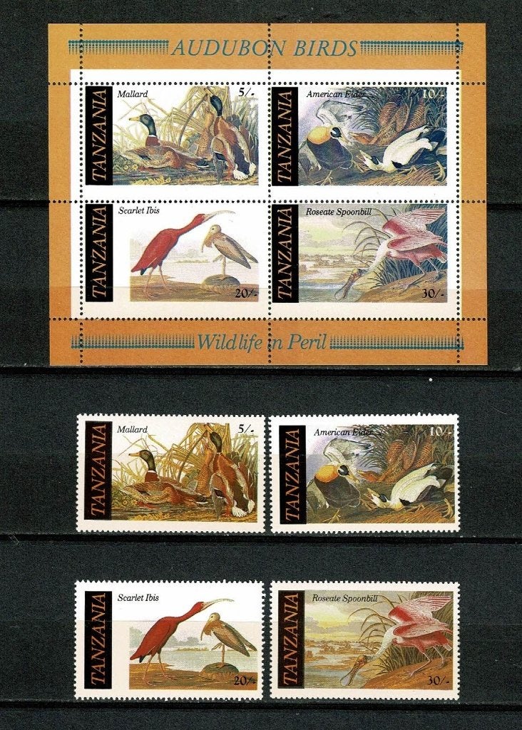 Vogels : Blok en zegels - Tanzania - postfris, Verzenden, Postfris, Dier of Natuur