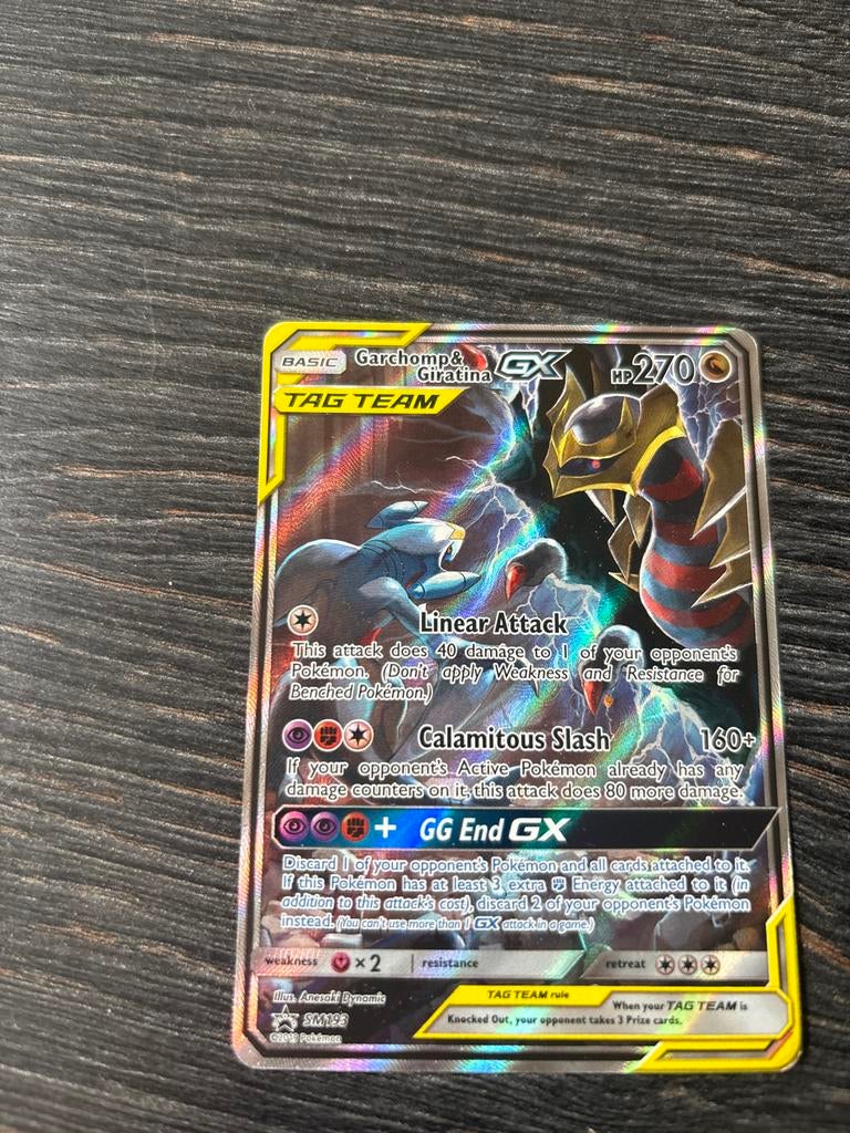 Garchomp & Giratina GX TAG TEAM Pokémon Kaart SM193, Ophalen of Verzenden, Losse kaart, Foil