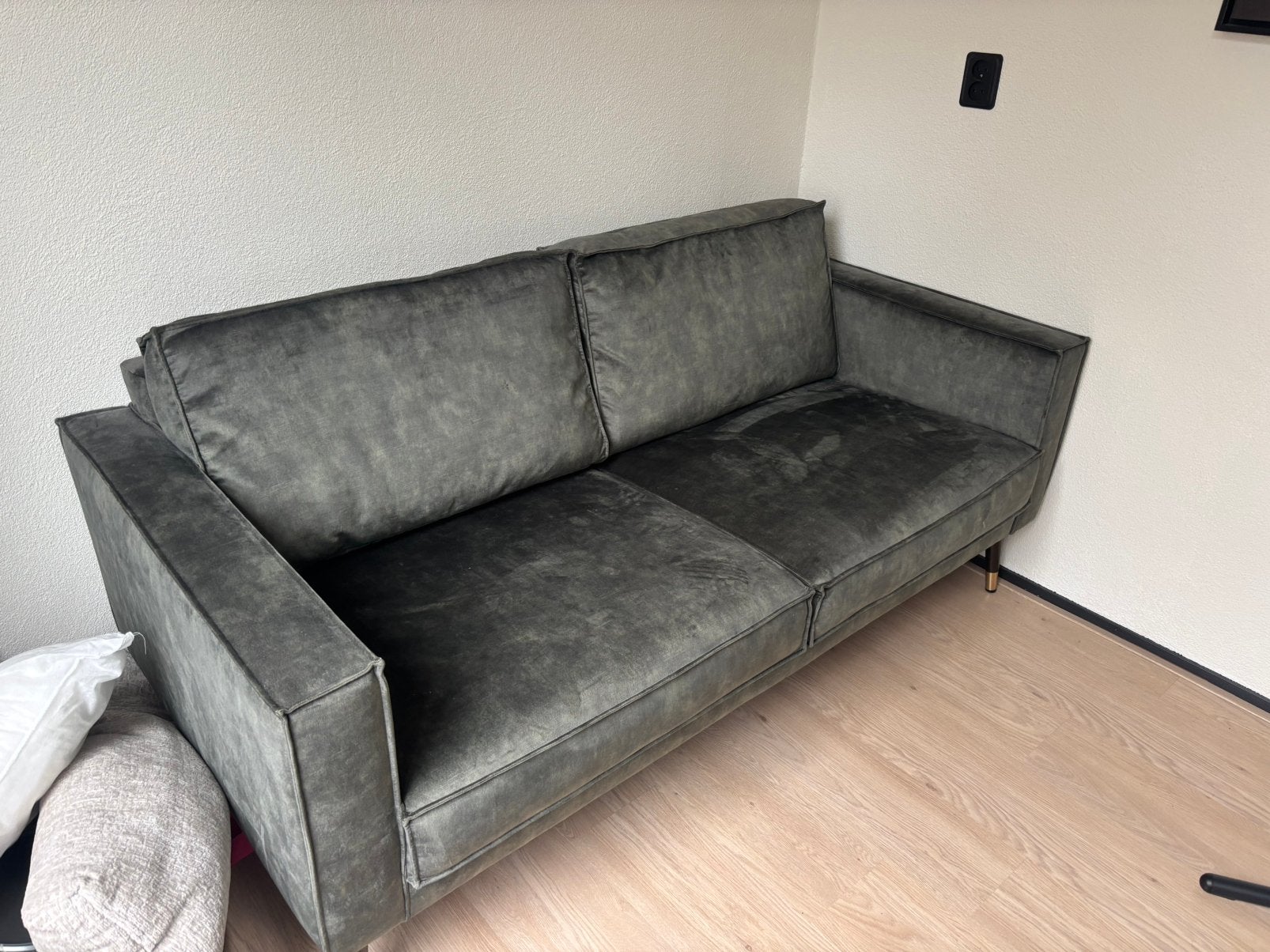 Groene velvet bank, Ophalen, 150 tot 200 cm, Tweepersoons, 75 tot 100 cm