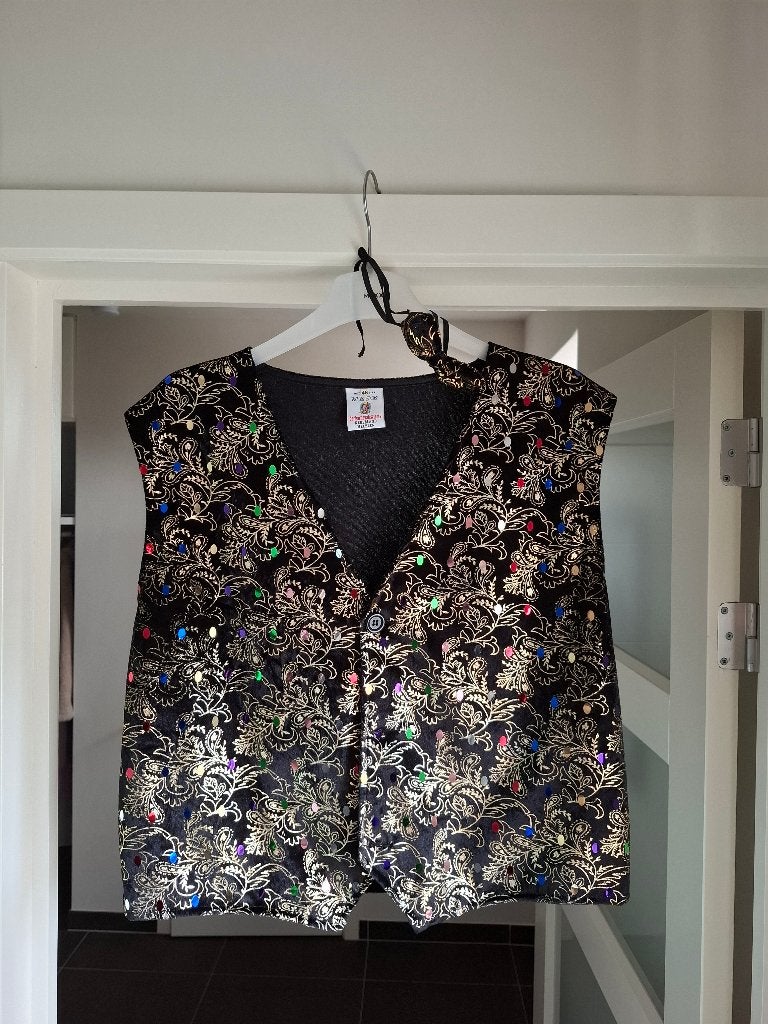 Glitter gilet en slipjas carnaval M/V, Maat 38/40 (M), Carnaval, Ophalen of Verzenden, Zo goed als nieuw