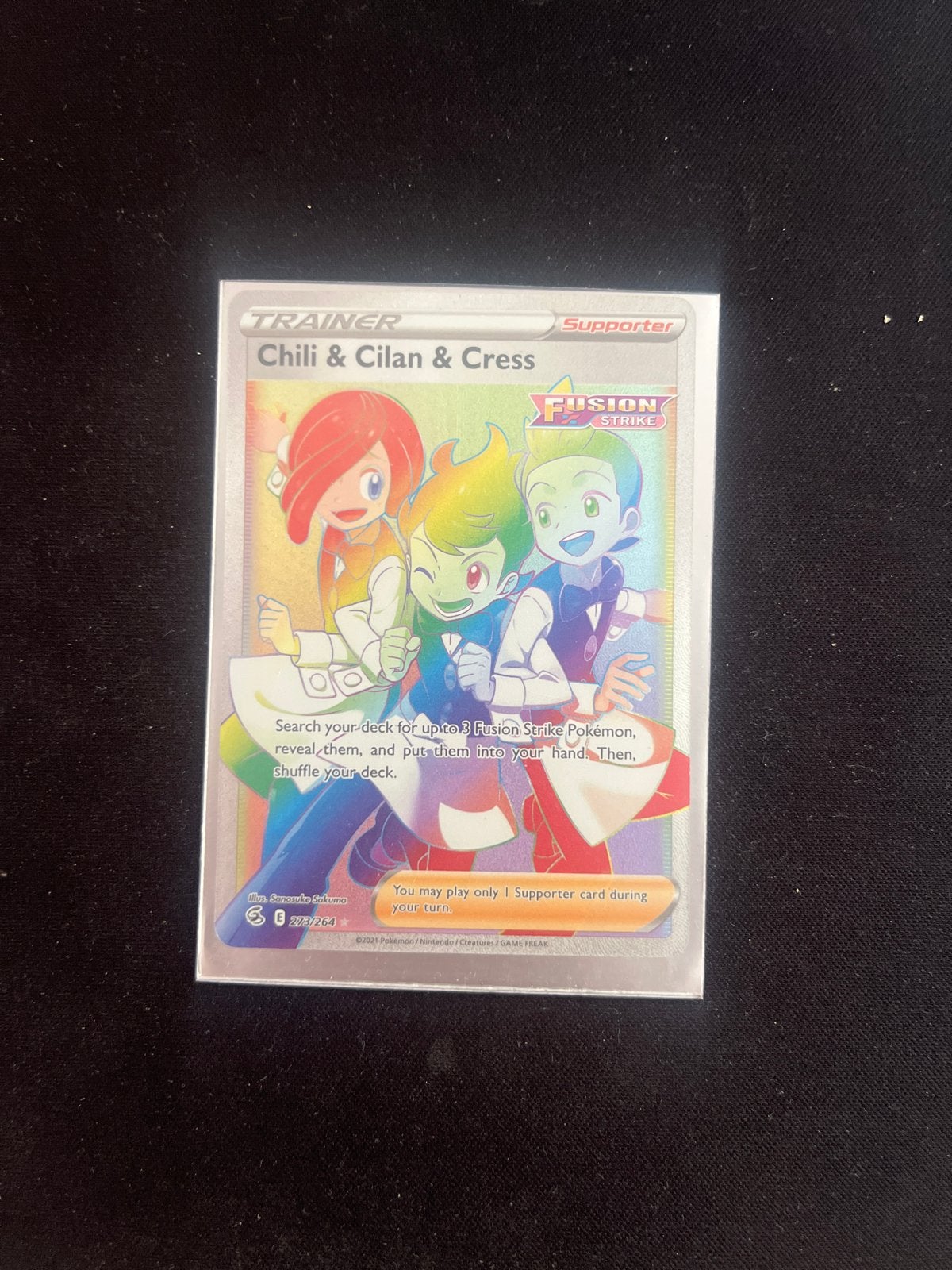 Chili & Cilan & Cress Full Art Trainer Kaart Pokémon, Ophalen of Verzenden, Zo goed als nieuw, Losse kaart