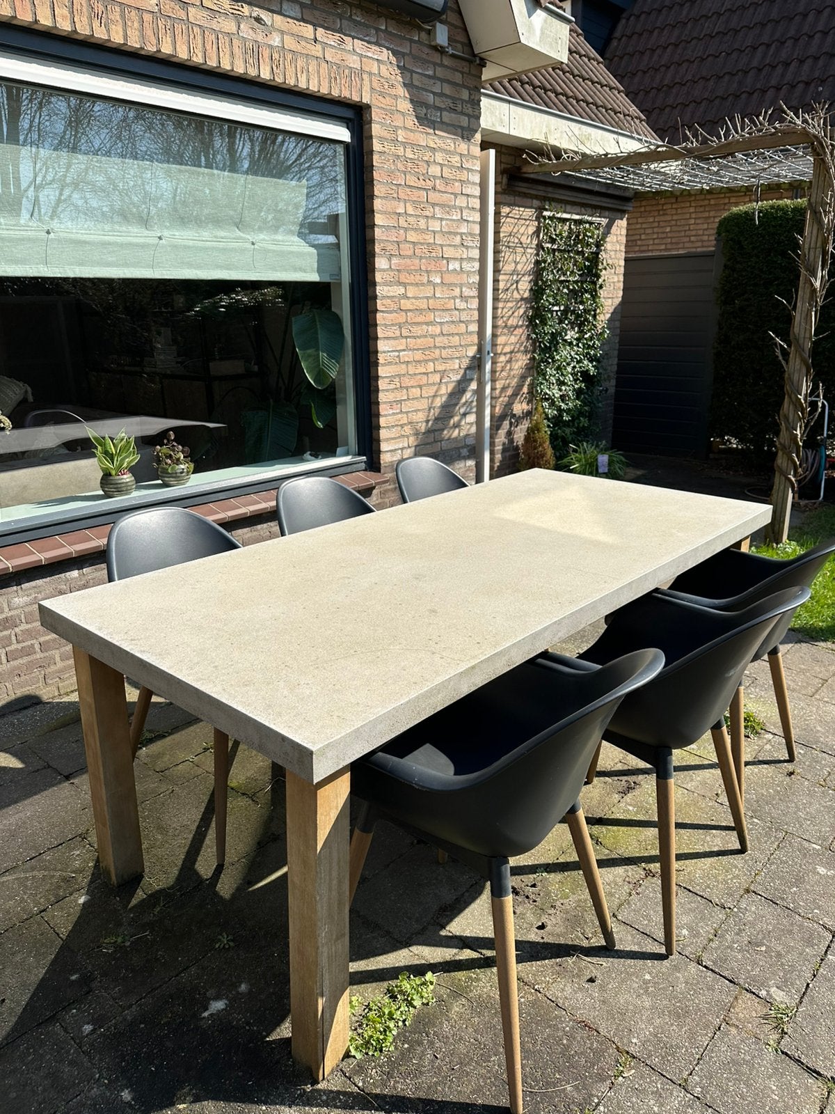 Polystone tuintafel 210x95, Ophalen, Gebruikt, Rechthoekig, Overige materialen