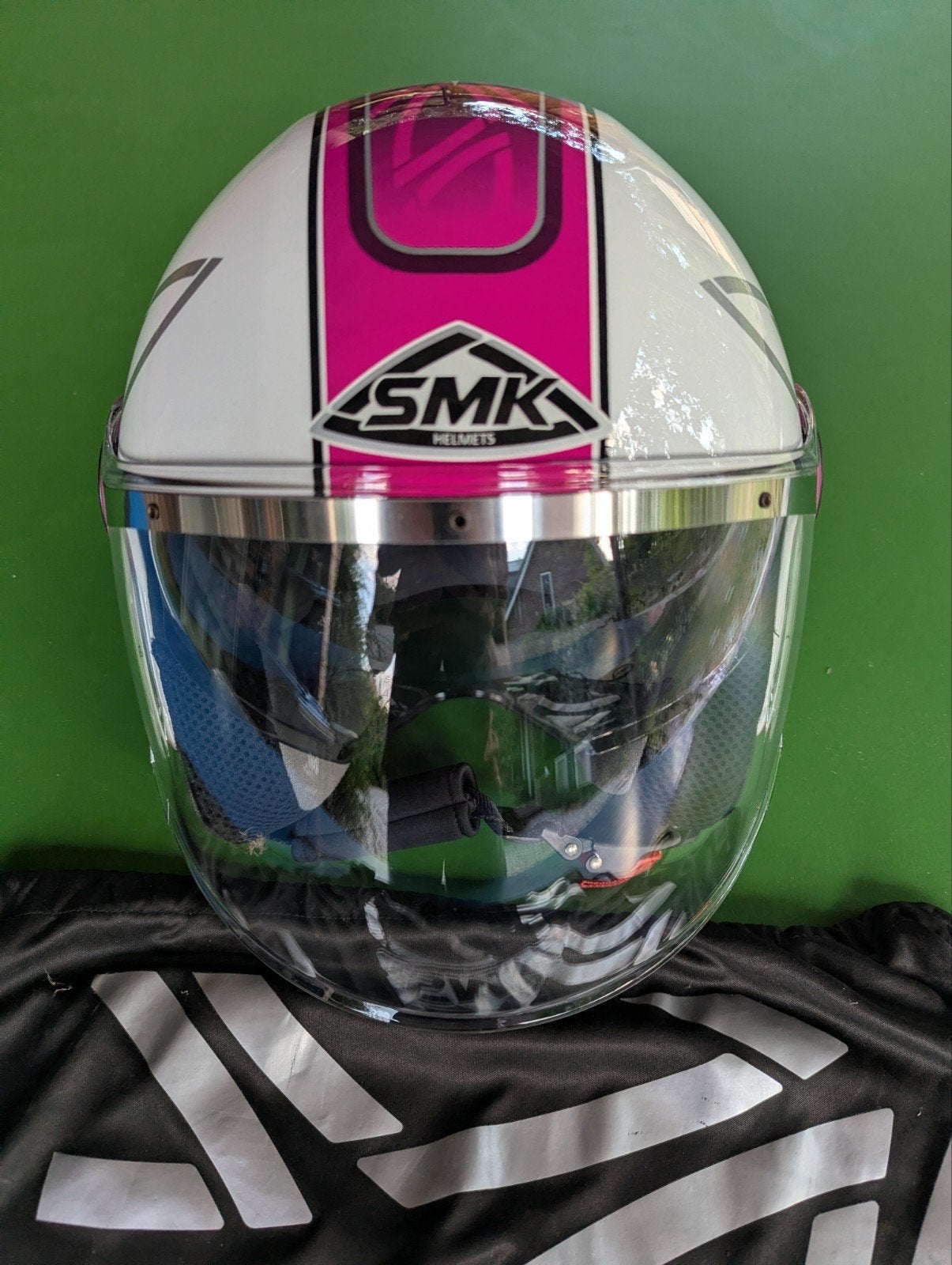 SMK Jethelm roze/wit maat XS, Overige merken, XS, Jethelm, Ophalen of Verzenden