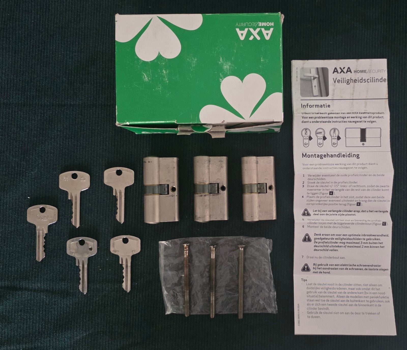 Cilindersloten set met 5 sleutels, Doe-het-zelf en Verbouw, Ophalen of Verzenden, Zo goed als nieuw, Rvs, Slot