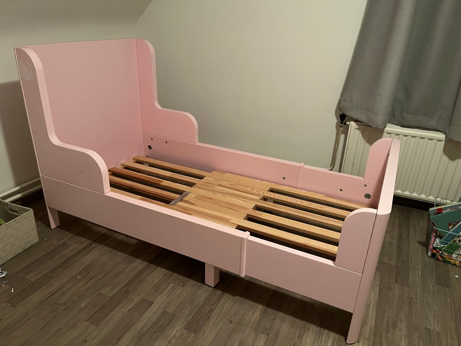IKEA BUSUNGE meegroeibed roze met matras, Gebruikt, 70 tot 85 cm, 180 cm of meer, Ophalen